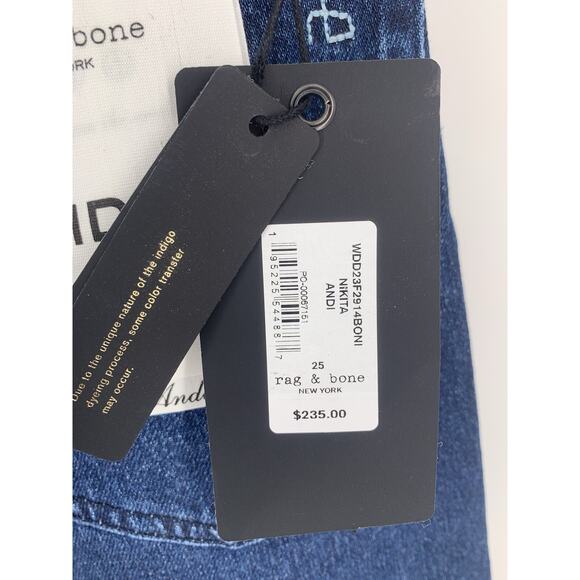 NWT Rag & Bone Dark Wash Andi High Waist Wide-Leg Jeans 25 - Picture 5 of 16